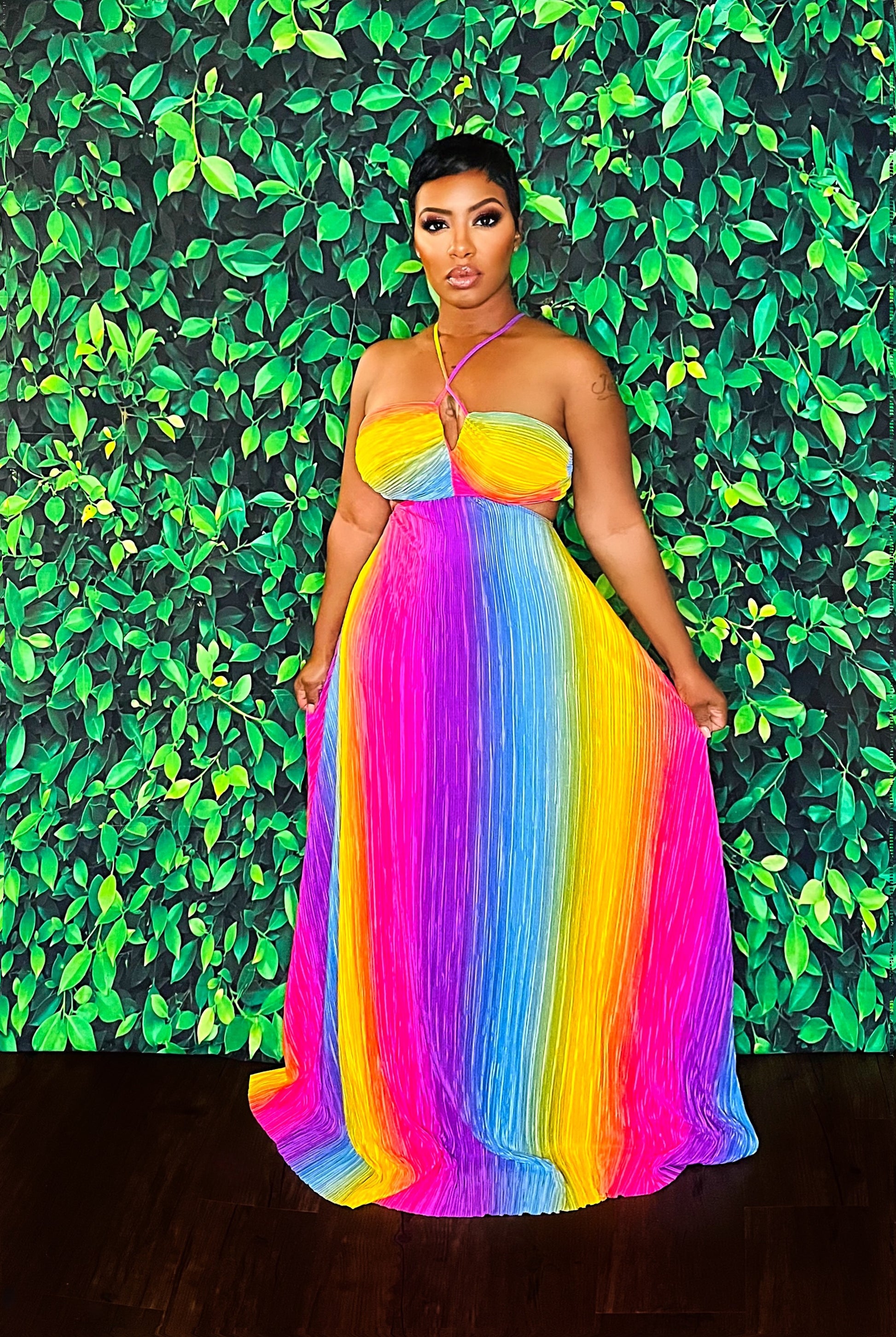 rainbow maxi dress